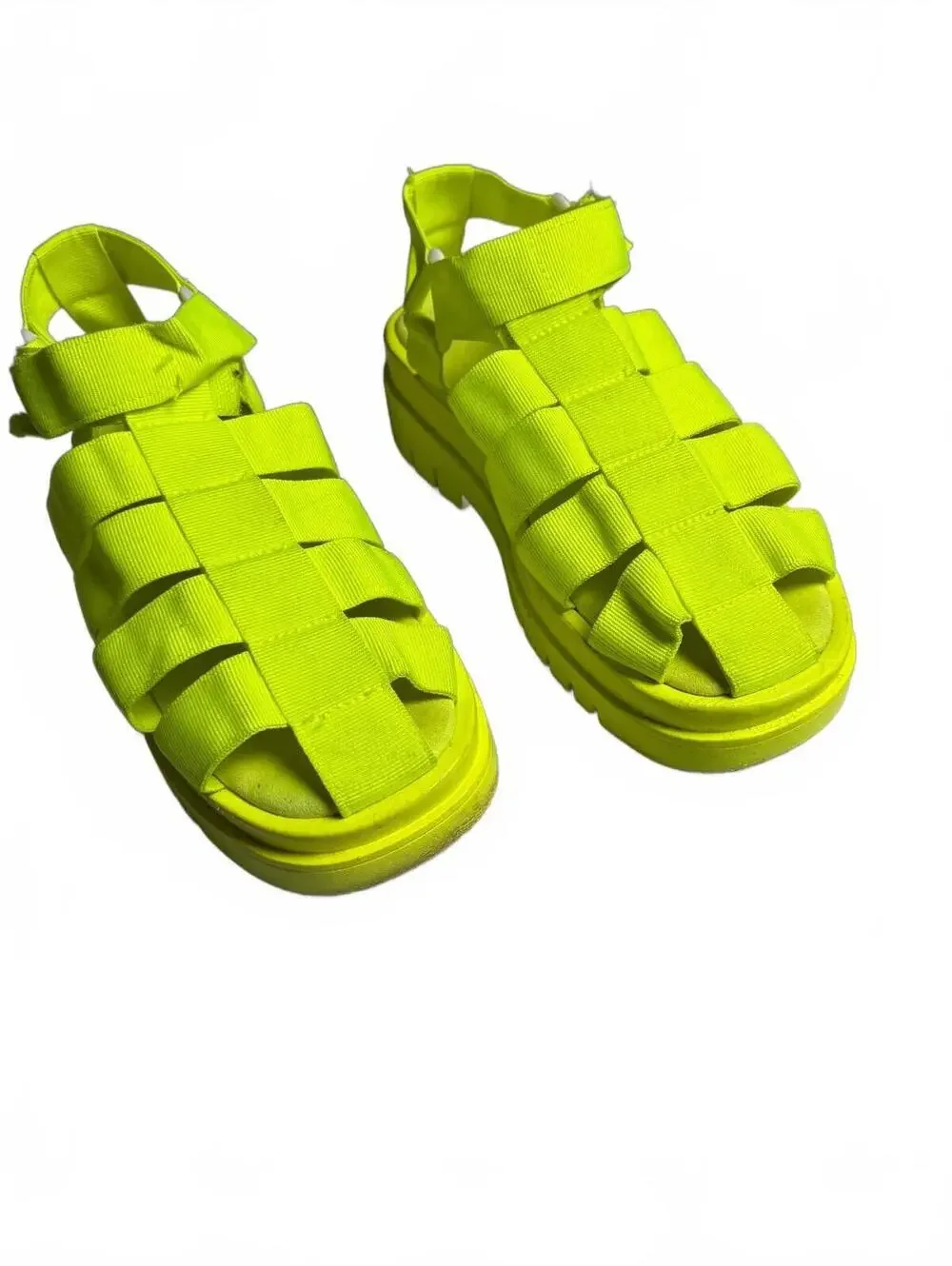 Neon Yellow Strappy Platform Sandals